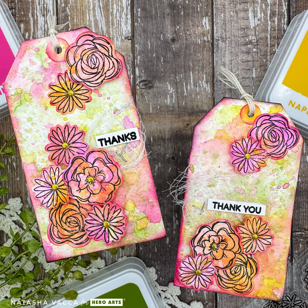 Fabulous Floral Tags with Reactive Glitz Inks